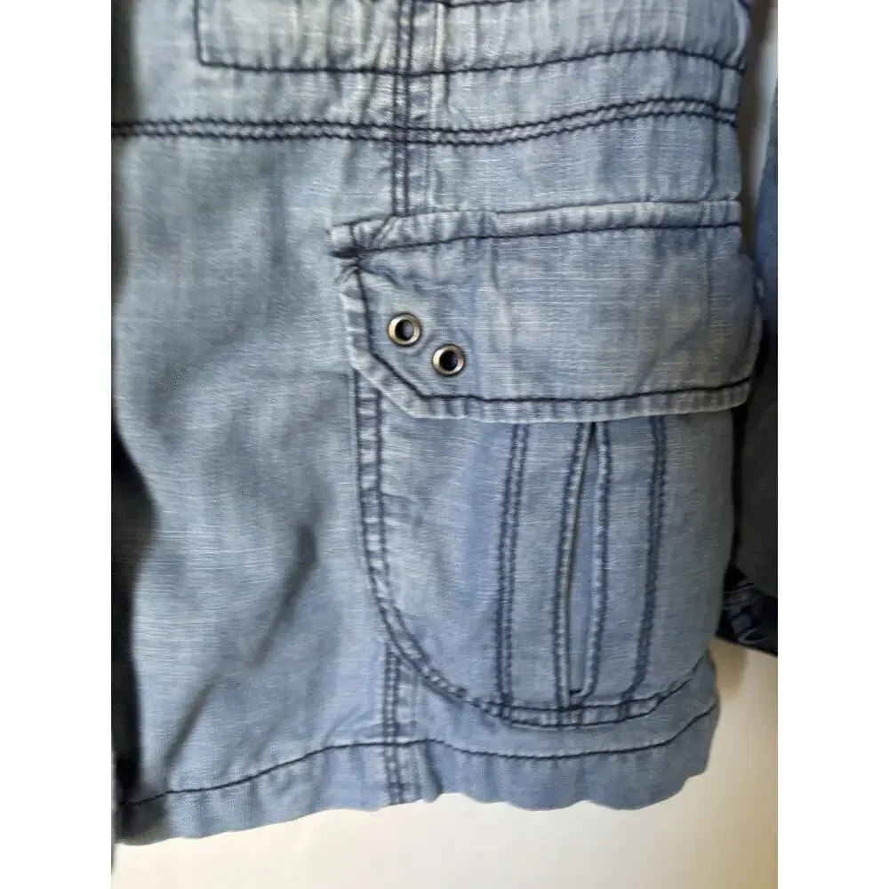 Anthropology Marrakech Denim Lyocell Utility Jacket XS Blue Jean Pockets Boho
